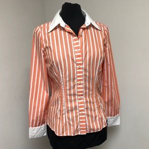 Tommy Hilfiger Creamsicle Orange Stripe Fitted Top